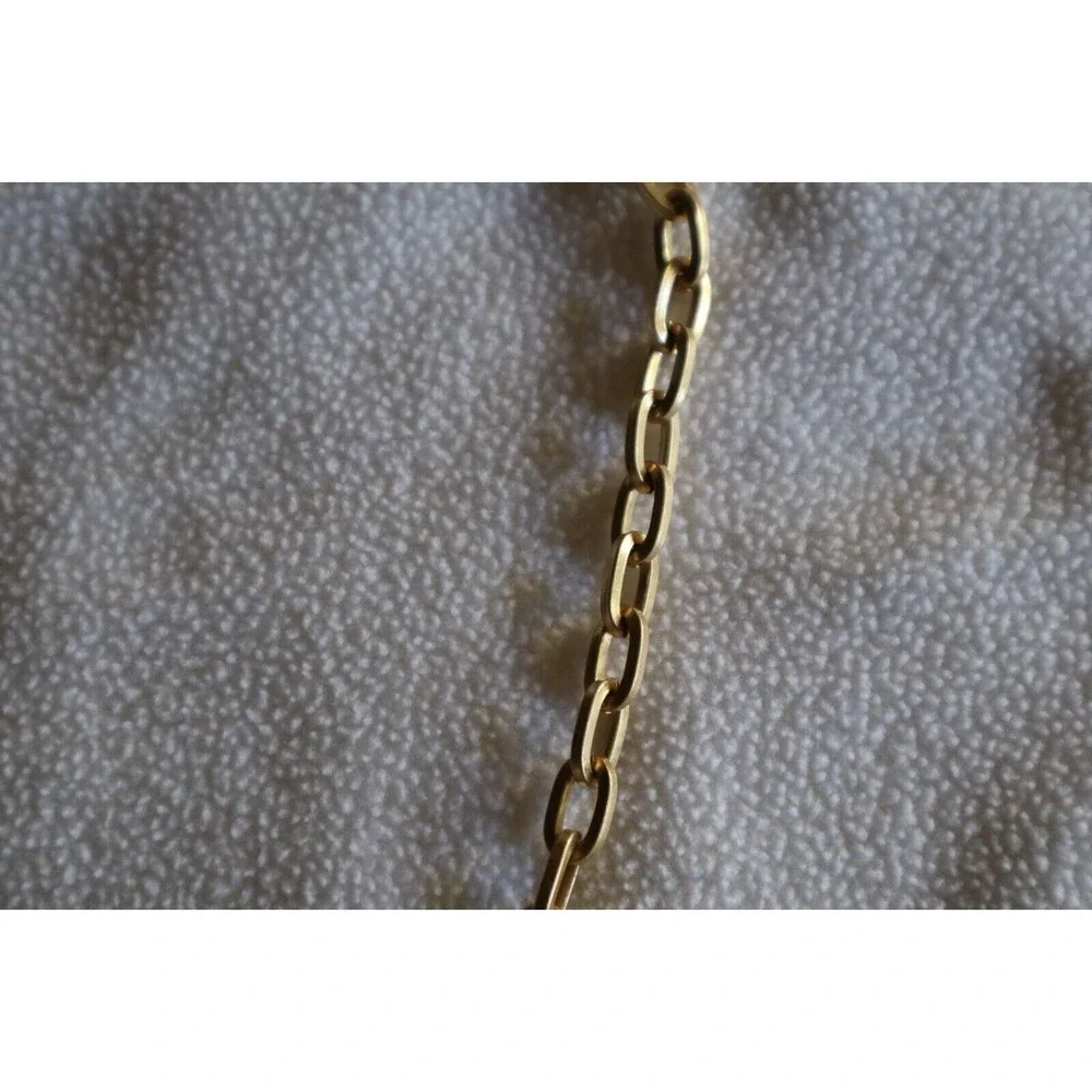 Gold Tone Chain Link Bead Necklace White Marbled Faux Howlite Rhinestone AB 17